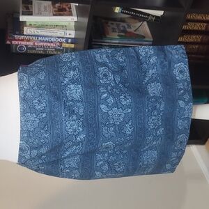 CHARTER CLUB Blue Floral Cotton Wrap Midi Skirt